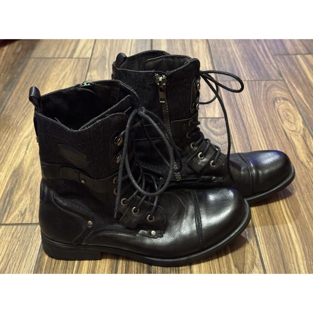 Black J75 Deploy Black Combat Boots Men’s 9 Lace Up Side Zip Military READ DESC